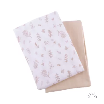  Popolini biopamut muszlin/tetra pelenka, kifogó 2 db/ csomag, 120x120 - Beige Herbs