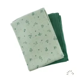   Popolini biopamut muszlin/tetra pelenka, 2 db/ csomag, 120x120 - Green Cactus
