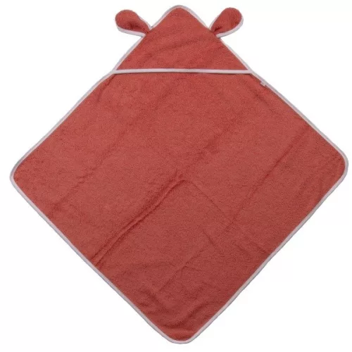 Popolini biopamut törölköző kapucnival fülecskés, S terracotta