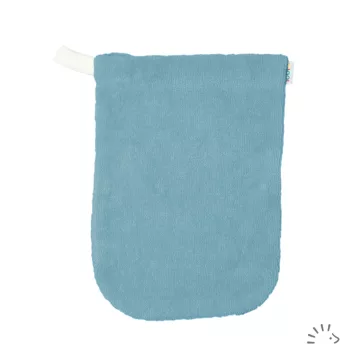   Popolini Iobio biopamut fürdőkesztyű, gyermek és felnőtt méretben - vintage blue Méret gyerek