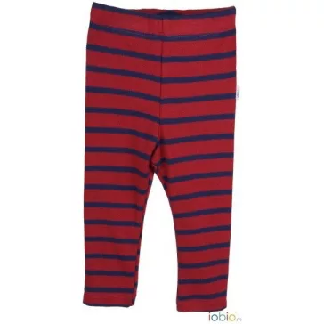   Popolini Iobio biopamut leggings, bordó-kék csíkos - Méret 86/92