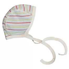   Popolini Iobio babasapka mintás - biopamut 62/68 piros-kék-zöld-lila csíkos