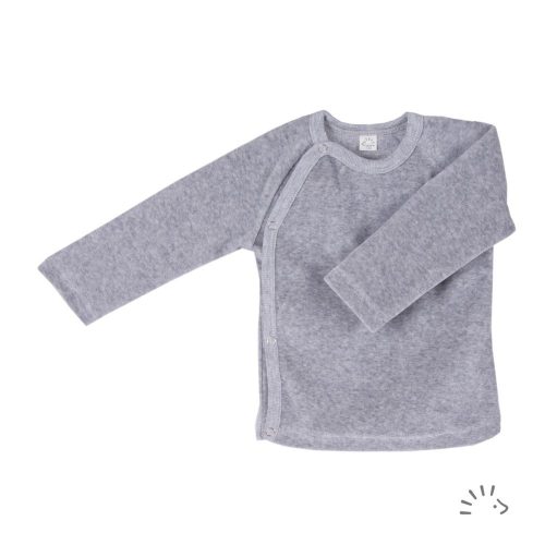 Popolini Iobio biopamut hosszú ujjú kimono pulóver, szürke 74/80