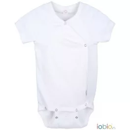   Popolini Iobio rövidujjú kimono biopamut body, fehér - Méret 50/56