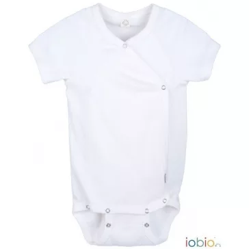   Popolini Iobio rövidujjú kimono biopamut body, fehér - Méret 50/56