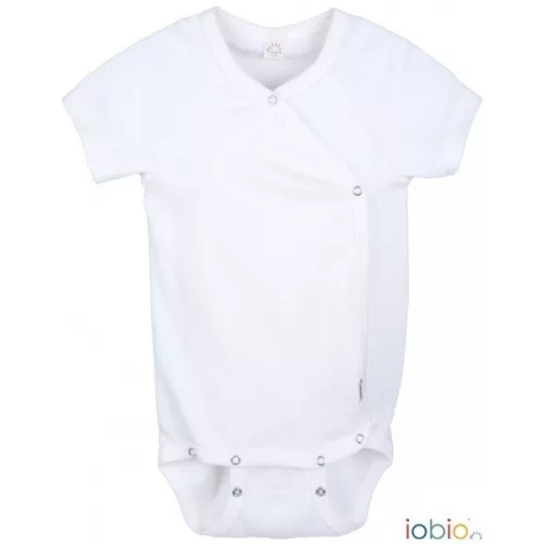 Popolini Iobio rövidujjú kimono biopamut body, fehér - Méret 50/56
