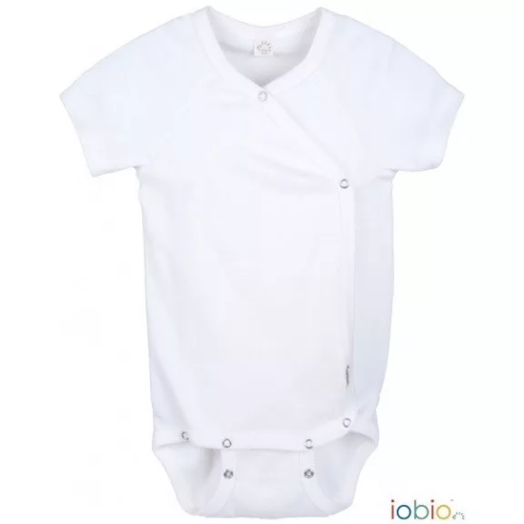 Popolini Iobio rövidujjú kimono biopamut body, fehér - Méret 74/80 Popolini Iobio rövidujjú kimono biopamut body, fehér - Méret 74/80