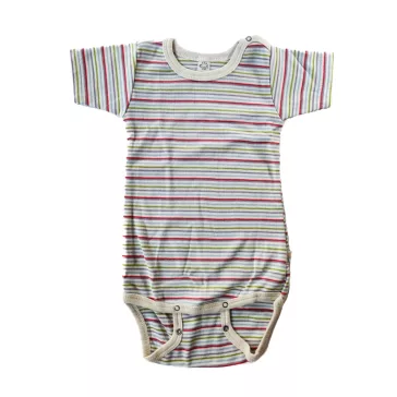   Popolini Iobio rövidujjú biopamut body, csíkos - Méret 62/68
