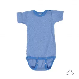   Popolini Iobio rövidujjú biopamut body, kék - Méret 86/92