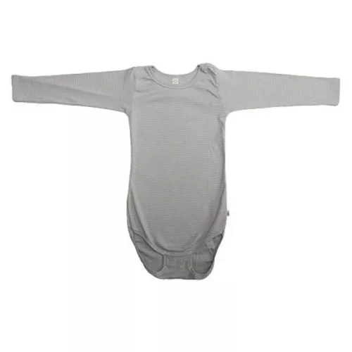 Popolini Iobio hosszú ujjú biopamut body, homok csíkos - Méret 98/104