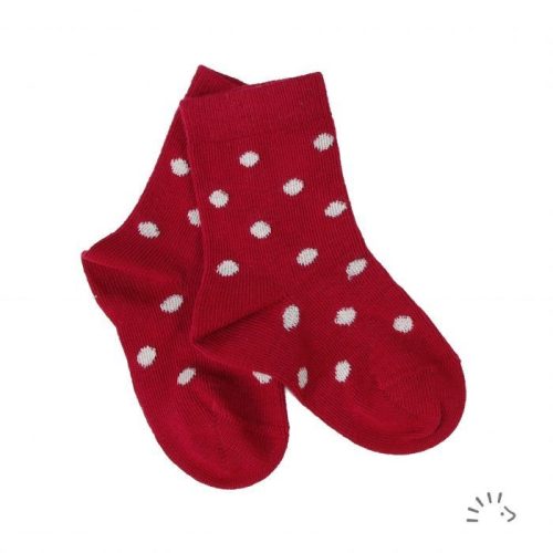 Popolini Iobio biopamut zokni, piros pöttyös - Méret 17-18