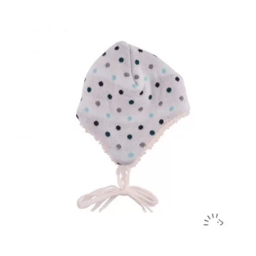 Popolini Iobio kötött merinói gyapjúsapka, ekrü-multi pöttyös - Méret 01