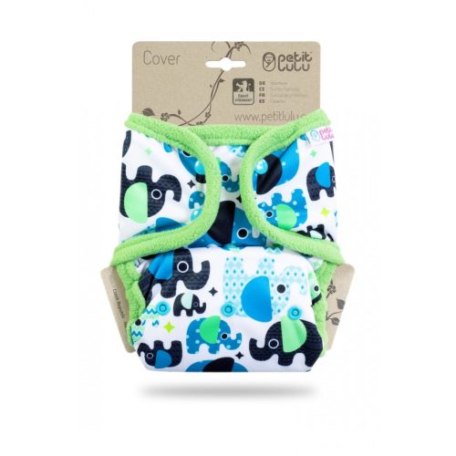 Petit Lulu egyméretes patentos pelenkakülső prefoldokhoz, Baby Elephant