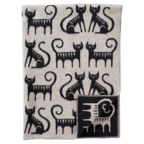 Klippan gyapjú pléd, Cat couple - black/white, 130x180