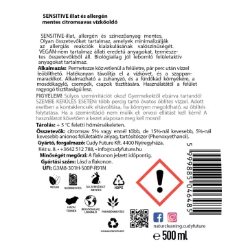   NaturCleaning Sensitive illat és allergén mentes citromsavas vízkőoldó 0,5 l