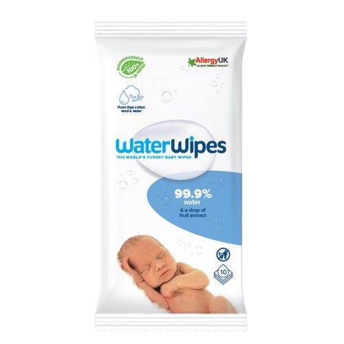 Waterwipes BIO baba nedves törlőkendő, utazáshoz, 10 lapos