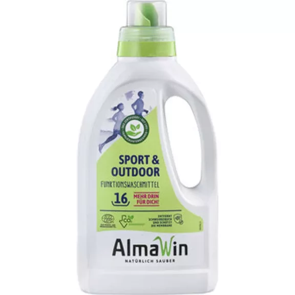 Almawin folyékony mosóószer sport és külltéri funkcionális ruházat mosásához 16 adag 750ml Almawin folyékony mosóószer sport és külltéri funkcionális ruházat mosásához 16 adag 750ml