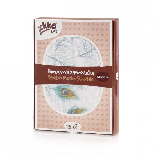 Xkko nagy méretű muszlin pólya/takaró - Pávatoll