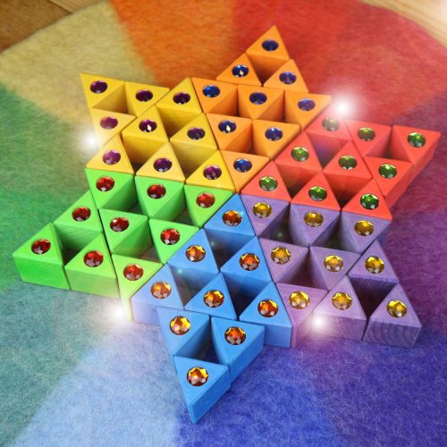 Bauspiel nagy színes háromszög építő, 54 darabos