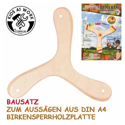 Bumeráng készítő, fa - 3 szárnyú - Kids at Work