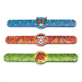   Djeco: Little Big room Rácsapós karkötő - Dínó, Tigris, Szuperhős - Winding bracelets dino, tiger, superhero