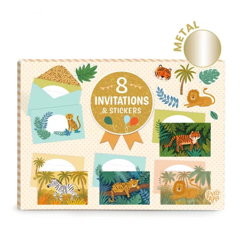 Meghívó készlet - Dzsungel parti - Jungle animals