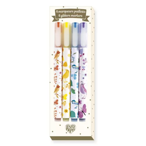 Djeco - Csillám filctoll készlet - 4 glitteres színben - 4 Tinou glitter markers