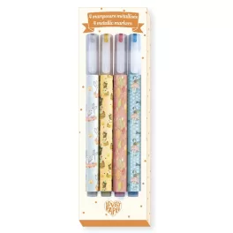   Djeco - Metál filctoll készlet - 4 metál színben - 4 Elodie metallic markers