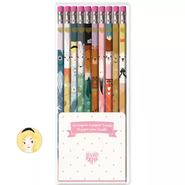  Djeco - Grafit ceruza radíros végű - Lucille 10 db-os készlet - 10 Lucille pencils