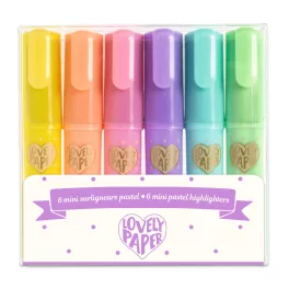   Djeco - Szövegkiemelő mini toll készlet 6 pasztell színben - 6 mini pastel highlighters