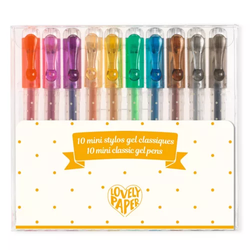 Djeco - Zselés mini toll készlet - 10 klasszikus színben - 10 mini gel pens classic