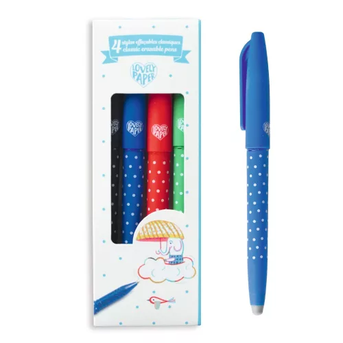 Djeco - Radírozható tollkészlet - 4 színű - 4 Classic erasable pens