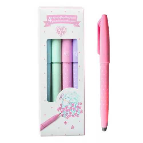 Djeco - Radírozható tollkészlet - 4 pasztell színű - 4 Pastel erasable pens