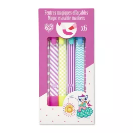   Djeco - Mágikus filctolkészlet - 6 db radírozható filctoll - Magic erasable markers