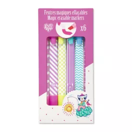   Djeco - Mágikus filctolkészlet - 6 db radírozható filctoll - Magic erasable markers
