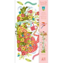   Djeco: Little Big room Magasságmérő falmatrica - Az ifjú hölgy kertje - Young girl in the garden