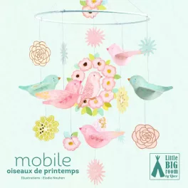   Djeco: Little Big room Szélmobil föggődísz - Tavaszi madárkák - Spring Birds