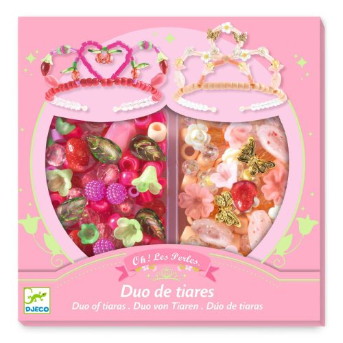 Djeco: Design by Ékszerkészítő készlet - Páros tiara, pink - Duo of tiaras, Pink