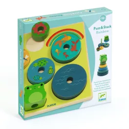   Djeco Formaillesztő és toronyépítő - Szivárvány - Puzz & Stack Rainbow
