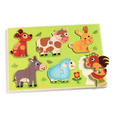   Djeco - Formaillesztős puzzle - Helló tehén - Hello meadow