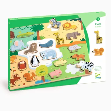   Djeco - Formaillesztő, formaberakó - Állati formák - Puzzlo Animo