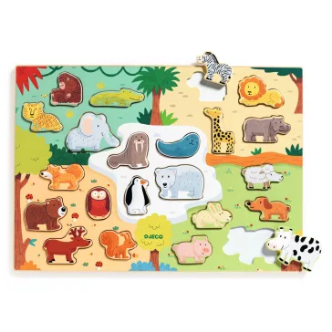   Djeco - Formaillesztő, formaberakó - Állati formák - Puzzlo Animo