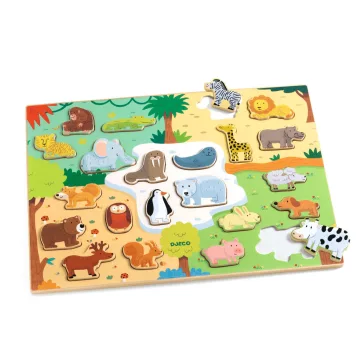   Djeco - Formaillesztő, formaberakó - Állati formák - Puzzlo Animo
