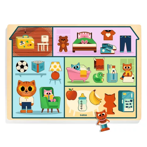 Djeco formaillesztő, formaberakó játék - Házban - Puzzlo House