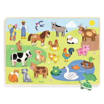   Djeco formaillesztő, formaberakó játék - Tanyán - Puzzlo FarmAnimo