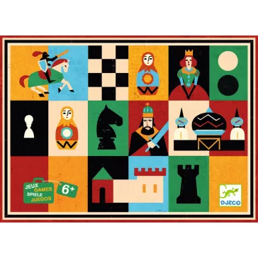   Djeco Társasjáték klasszikus - Sakk, Kínai sakk és Dáma - Chess+Checkers