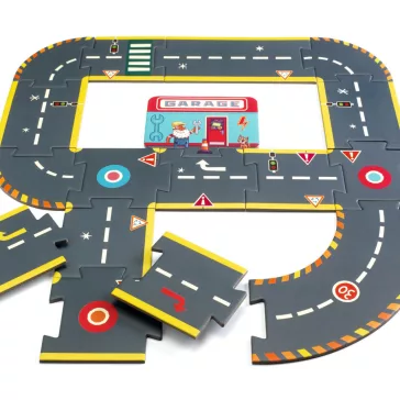   Djeco CRAZY MOTORS autópálya - Városi kőrút - City circuit - Giant puzzle - 26 pcs