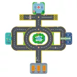 Djeco - CRAZY MOTORS autópálya - Városi úthálózat épület elemekkel - Puzzl'Up City-Giant- 33 pcs