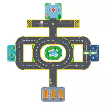   Djeco - CRAZY MOTORS autópálya - Városi úthálózat épület elemekkel - Puzzl'Up City-Giant- 33 pcs