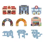 Djeco - CRAZY MOTORS autópálya - Városi úthálózat épület elemekkel - Puzzl'Up City-Giant- 33 pcs